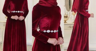 2018 Tesettur Kadife Abiye Elbise Modelleri 1