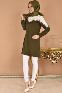 2018 Tunik Modelleri gupurlu tunik haki vag