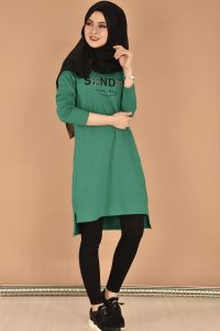 2018 Tunik Modelleri sunday uzun tunik yesil
