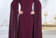2018 Soz Abiye Elbise Modelleri pelerini piliseli murdum tesettur abiye elbise