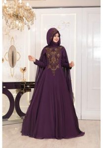 En Begenilen Tesettur Abiye Elbise pinar sems sura abiye mor