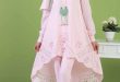 2018 Genc Tesettur Abiye Elbise Modelleri tunik pantalon sal kolye kombin pudra